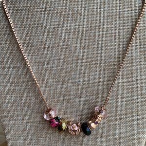 Betsey Johnson Pink and Gold Charm Necklace